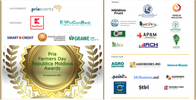Fermierii din Republica Moldova vor fi premiați vineri, 24 septembrie 2021, în cadrul Galei Pria destinata fermierilor moldoveni